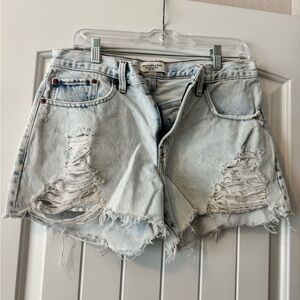 Distressed Light Blue Denim Shorts